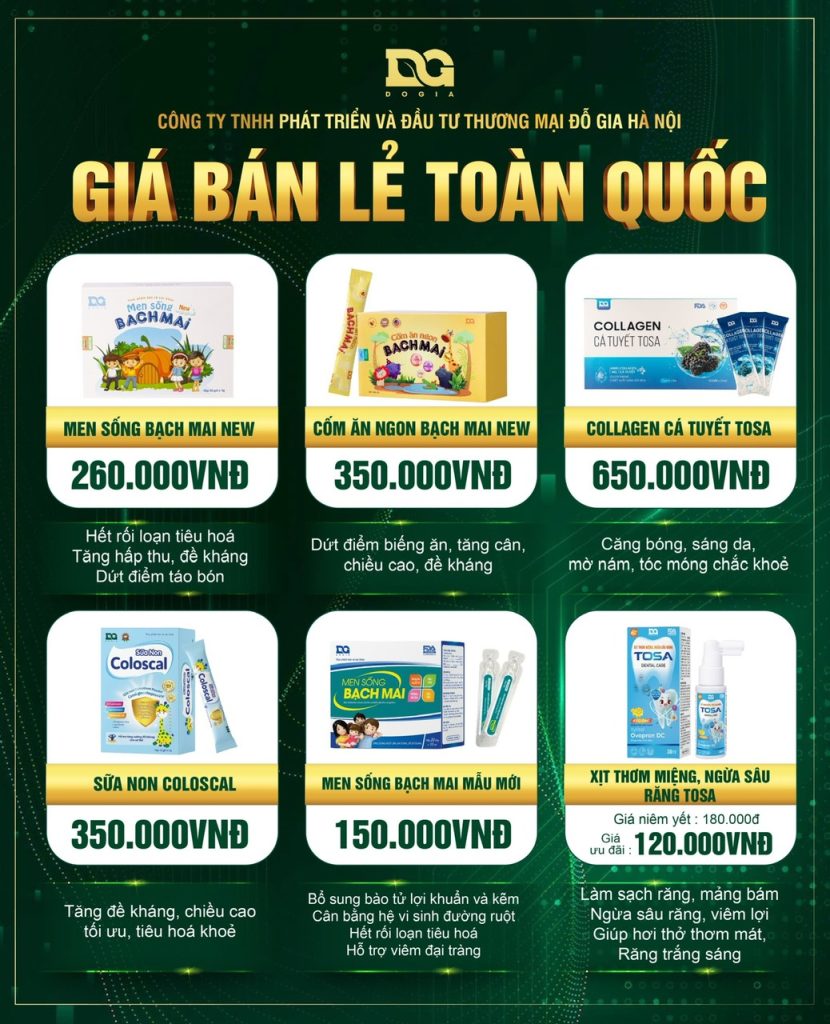 Bảng giá sản phẩm Đỗ Gia